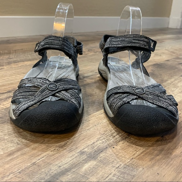 Keen Black and White Sandals with Protective Toe Bumper - Picture 3 of 11